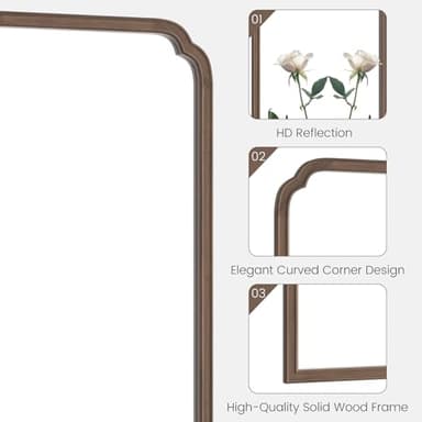 WallBeyond Wooden Framed Wall Mirror, Natural Wood Bathroom Vanity Mirror for Entryway, Living Room or Bedroom Home Decor Vertical or Horizontal Hanging [24" x 36" Walnut Color] - Image 5