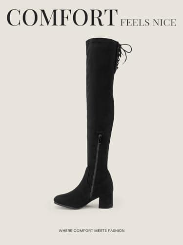 DREAM PAIRS Women's Laurence Over The Knee Thigh High Chunky Heel Boots Long Stretch Sexy Fall Boots,Size 8,Black,Laurence - Image 8