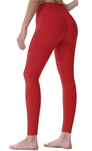 Sunzel Workout Leggings for Women, Squat Proof High Waisted Yoga Pants 4 Way Stretch, Buttery Soft Sunzfly 28", Red, Large - Image 3