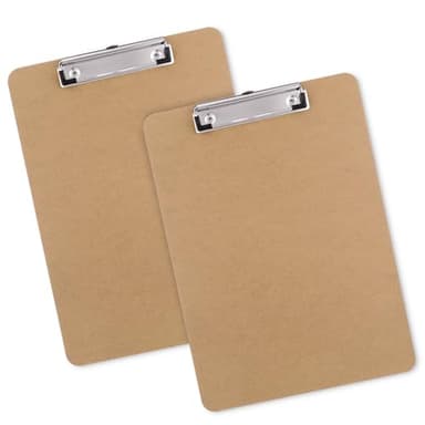 Macroclo Wood Clipboards Set of 2, Letter Size Hardboard Clip Board 8.5x11 for Classroom, Students, Kid, A4 Standard Size 9" x 12.5" with Low Profile Clip, Office & School Supply - Image 1