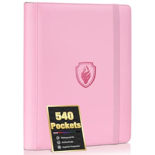 Premium 9 Pocket Card Binder for 540 Cards, Fabmaker PU Cover Trading Card Binder, Sturdy Card Collection Album, Sleek Card Holder Folders for YuGiOh, MTG, TCG, Game Cards & Sports Cards, Pink - Image 1