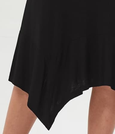 DJT Women's Flowy Handkerchief Hemline Casual Elegant Midi Skirt XL Black - Image 7