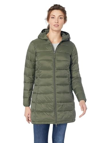 Amazon Essentials Women's Lightweight Water-Resistant Packable Hooded Puffer Coat (Available in Plus Size), Dark Olive, Large - Image 1