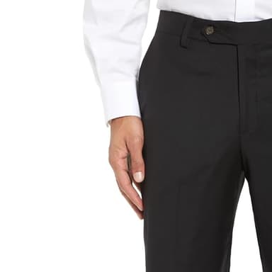 Mens Classic Fit Flat Front Hidden Expandable Waist Dress Pants No Iron Suit Pants(Black,32W30L) - Image 4
