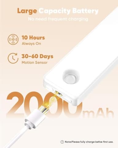 Under Cabinet Lighting,3 Color Temperatures Motion Sensor Light Indoor 2 Pack, USB Rechargeable Battery Operated Closet Lights, Wireless Dimmable LED Cabinet Lights, Under Counter Light for Kitchen - Image 5