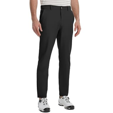 M MAELREG Mens Golf Pants Lightweight Dry Fit Mens Casual Classic Fit Stretch Dress Pants for Men Business Black - Image 1