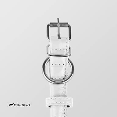 CollarDirect Rolled Leather Dog Collar, Soft Padded Round Puppy Collar, Handmade Genuine Leather Collar Dog Small Large Cat Collars 13 Colors (18-22 Inch, White Textured) - Image 9