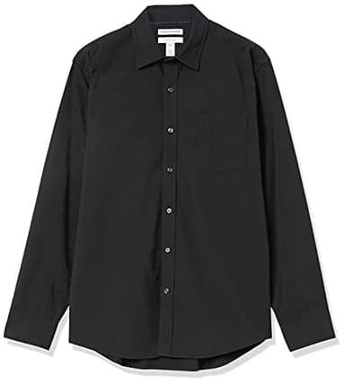 Amazon Essentials Men's Regular-Fit Long-Sleeve Casual Poplin Shirt, Black, Medium - Image 7