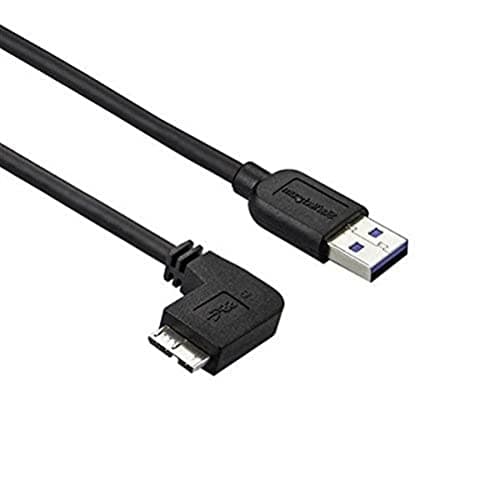 StarTech.com 1m 3 ft Slim Micro USB 3.0 Cable M/M - Left-Angle Micro-USB - USB 3.0 A to Micro B - Angled Micro USB - USB 3.1 Gen 1 (5Gbps) (USB3AU1MLS) - Image 1