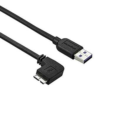 StarTech.com 1m 3 ft Slim Micro USB 3.0 Cable M/M - Left-Angle Micro-USB - USB 3.0 A to Micro B - Angled Micro USB - USB 3.1 Gen 1 (5Gbps) (USB3AU1MLS) - Image 1