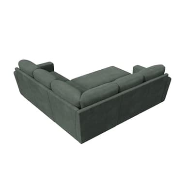 HONBAY Sectional Sleeper Sofa with Pull Out Bed, Corduroy L Shaped Couch with Storage, Modular Sectional Couches for Living Room, Green - Image 8