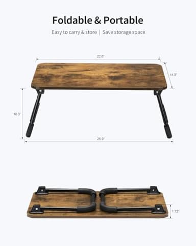 Ruxury Folding Lap Desk Laptop Stand Bed Desk Table Tray, Breakfast Serving Tray, Portable & Lightweight Mini Table for Sofa Couch Floor - Brown Wood - Image 5