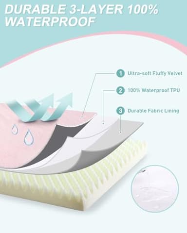 KSIIA Orthopedic Dog Bed - Waterproof & Washable with Removable Cover, Deluxe Plush Egg Crate Foam Design for Large Dogs, 35x22 Inch Pink Dog Crate Bed - Image 5