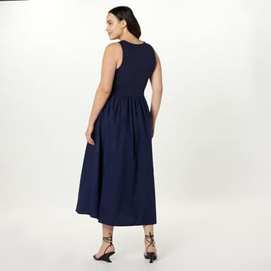The Drop Women's Dia Mixed Fabric Midi Tank Dress Maritime Navy, S - Image 6