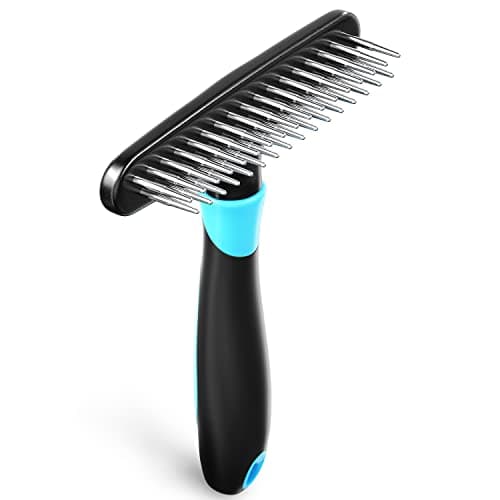 DOGI Deshedding Brush - Undercoat Rake for Dogs, Cats, Matted, Short, Long Hair Coats - Double Row Stainless Steel Pins - Reduce Shedding by 90% (Blue) - Image 1