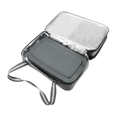 Stack Store Plus More Insulated Expandable Casserole Carrier with Baking Dish and Lid - Lasagna Holder for Picnic Potluck Beach Day Trip Camping Hiking - Hot and Cold Thermal Bag in Gray - Image 6