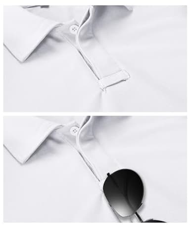 SCODI Mens Polo Shirts Performance Short Sleeve Tactical Shirts Athletic Golf Shirt for Men Daily Casual Collared T-Shirt White 5XL - Image 3