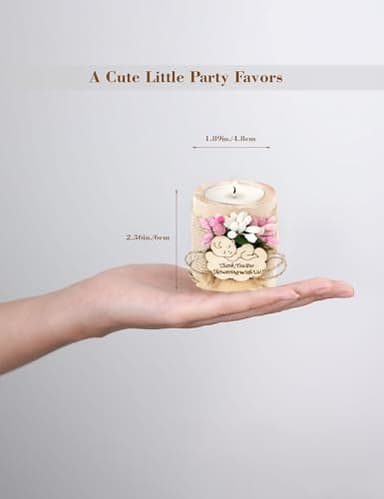 Ju's Favors Wooden Candle Holders (Set of 10), Baby Shower Favors, Candle Favors for Guests, Baby Christening Party Favors for Guests.(Light brown-pink) - Image 4