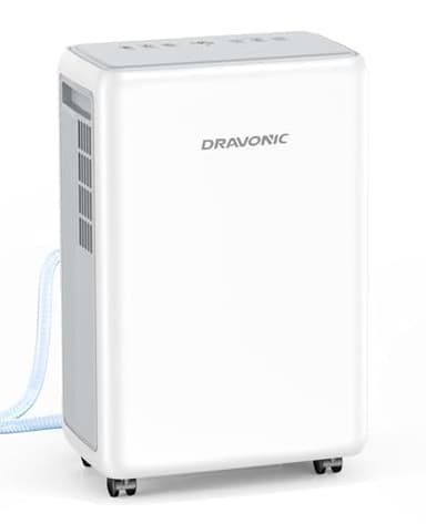 Dravonic 2000 Sq. Ft Dehumidifier for Basement, 30 Pint Dehumidifiers for Home, Bedroom and Bathroom, 3 Modes Dehumidifier with Drain Hose, Smart Humidity Control, 24H Timer (White) - Image 9