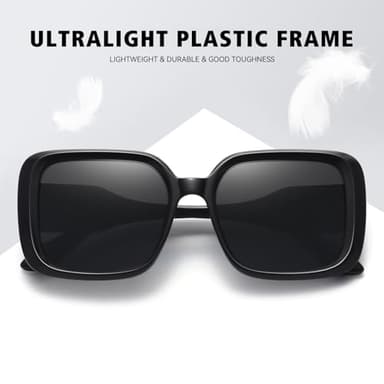 Fozono Oversized Square Polarized Sunglasses for Women Retro Luxury Shades Trendy Vintage Thick Frame Sun Glasses FZN811 Black Grey - Image 7