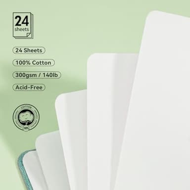Lightwish Square Watercolor Journal,100% Cotton,300gsm/140lb,Acid-Free,24 Sheets Cold Press Watecolor Paper Sketchbook for Artists Adults Students,4.7 * 4.7 Inches - Image 2