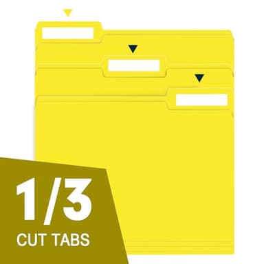 File Folder, RAZCC 150 Pack 1/3 Cut Tab File Folders Letter Size, Yellow, Folders with Tab, Great for Organizing and Easy File Storage - Image 3