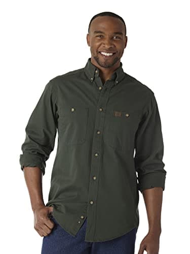 Wrangler Riggs Workwear Men's Big Logger Twill Long Sleeve Workshirt, Forest Green, 2X Tall - Image 1