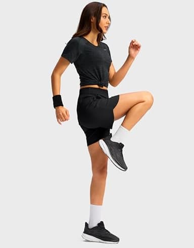 G Gradual Women's Athletic Shorts 6" High Waisted Stretchy Bermuda Shorts for Women Quick Dry Summer Casual Shorts(Black,XL) - Image 5