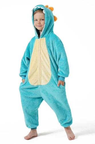 DILUFUN Kids Boys Girls Dinosaur Onesie Costume,One Piece Pajamas,Halloween Funny Animal Onesie Cosplay Costume Sleepwear,Dinosaur GR 7-8Y - Image 5