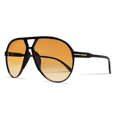 GUVIVI Retro Aviator Sunglasses for Women Men Oversized Classic 70s Vintage Trendy Tangle Free Square Aviators Orange Sun Glasses - Image 1