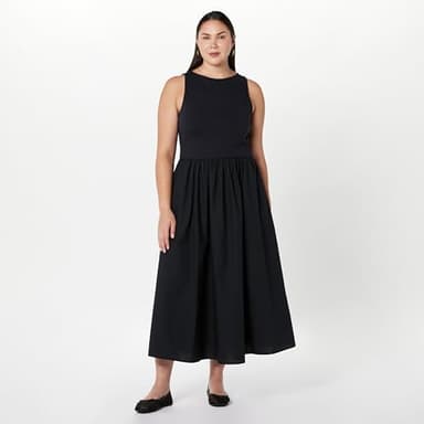The Drop Women's Dia Mixed Fabric Midi Tank Dress Black, XXL, Plus Size - Image 5