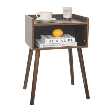 MaxSmeo Nightstand, Mid Century Modern Side Table Bedroom with Storage, Small End Bedside Table with Solid Wood Legs for Living Room, Office Small Spaces (Rustic Brown) - Image 4