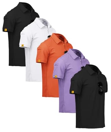 SCODI 5 Pack Mens Polo Shirts Short Sleeve Athletic Golf Polo Shirt for Men Casual Collared Summer Multipack T-Shirts 3XL Black Black Lilac Orange White - Image 1
