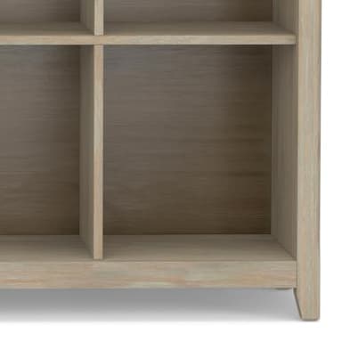 SIMPLIHOME Amherst Console Table - 57 Inch Wide Solid Wood 8-Cube Storage Sofa Table in Distressed Grey, Transitional Cube Bookcase for Entryway or Living Room with Molded Top and Tapered Legs - Image 7