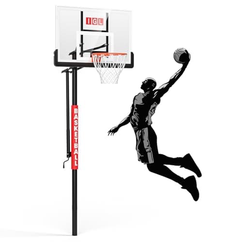 IGL In ground Basketball Hoops Outdoor, 10ft Height Adjustable Basketball Goal In ground with Shatterproof Backboard and Pro-Style Rim (52 inch Backboard) - Image 1