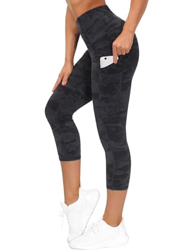 THE GYM PEOPLE Thick High Waist Capris Yoga Pants with Pockets, Tummy Control Workout Running Yoga Leggings for Women - Image 1