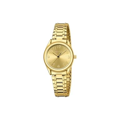 HOLSTOUR Watches for Women Easy Reader Watch with Stainless Steel Expansion Band, Gold Analog Dial 30M Resistant (6.10in-6.80in) - Image 1