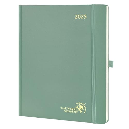 POPRUN 2025 Planner (Large Size 8.5''x 10.5'' Hardcover) - Daily Weekly and Monthly Calendar Agenda 2025 Appointment Book with Hourly Time Slots, Monthly Tabs, 100 GSM - Midnight Green - Image 1