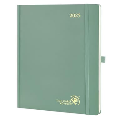 POPRUN 2025 Planner (Large Size 8.5''x 10.5'' Hardcover) - Daily Weekly and Monthly Calendar Agenda 2025 Appointment Book with Hourly Time Slots, Monthly Tabs, 100 GSM - Midnight Green - Image 1