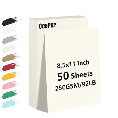 OcePor 50 Sheets Cream Cardstock Paper, Colored Printer Paper 8.5 x 11, Card Stock Thick Construction for Craft,Scrapbook，Office Printing, Invitations, Certificates，92 lb/250gsm - Image 1
