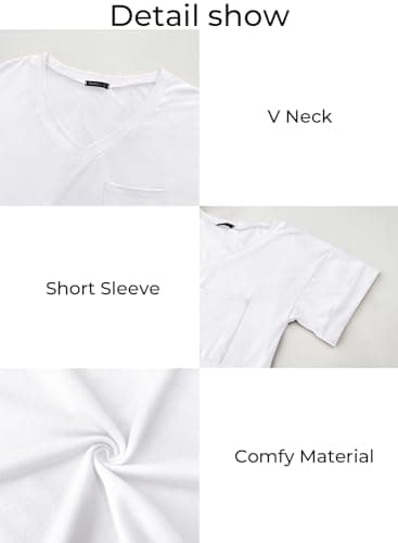 MIHOLL Women's Short Sleeve V-Neck Shirts Loose Casual Tee T-Shirt (White, Large) - Image 5