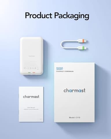 charmast 10000mAh Wired Portable Charger, 20W Fast Charging Slim Power Bank with Removable Cable for iPhone & Android, Hand-Free Battery Pack with Digital Display for Short Travel (No-Wireless) - Image 8