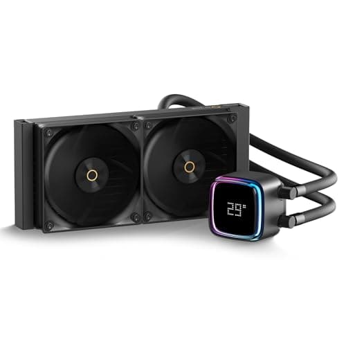 Ocypus Iota L24 Aio Cooler with Digital Display,240MM AIO CPU Water Cooler with Efficient Cooling Pump,ARGB Lighting Control,120MM PWM Fans Up to 2000 RPM,Suitable for AMD & Intel LGA (Black)