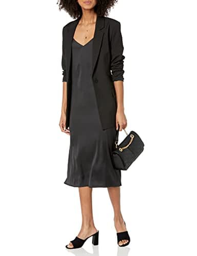 The Drop Women's Ana Silky V-Neck Midi Slip Dress Dress, -Black, L - Image 4