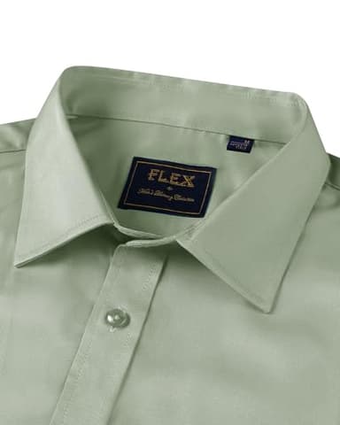 Alimens & Gentle Mens Short Sleeve Dress Shirts Wrinkle Free Solid Casual Button Down Shirts with Pocket, Sage Green, 3X-Large - Image 3