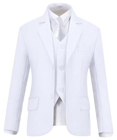 Visaccy White Suit for Boys Graduation Suits for Kids Outfit Communion Dresses Size 10 - Image 3