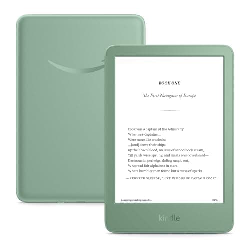Like-New Amazon Kindle (16 GB) - Lightest and most compact Kindle, with glare-free display, faster page turns, adjustable front light, and long battery life - Matcha - Image 1