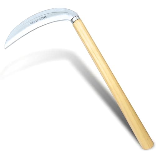 SHANFEEK Grass Sickle Japanese Weeding Hoe Garden Hand Tool Weeding Tools for Garden High-Strength Steel with Solid Wood Handle (Beige) - Image 1