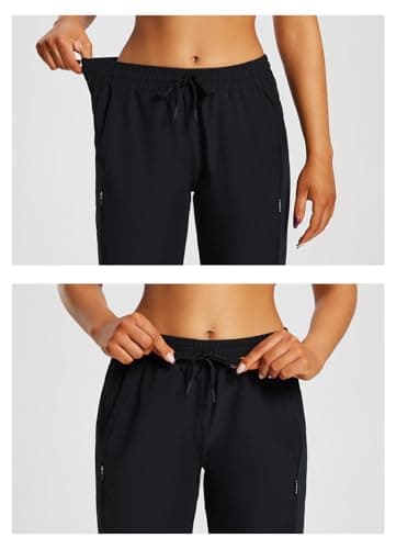 baleaf Women's 15" Hiking Shorts Long Bernuda Cargo Below The Knee Capris Lightweight Quick Dry Elastic Waist for Casual Black L - Image 4