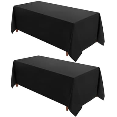 VidaFete 90 * 156inch 2pack Rectangle Table Cloth Polyester, Stain Wrinkle Resistant Dining Table Cover for Kitchen Dinning Party Wedding Rectangular Tabletop Buffet Decoration(Black) - Image 1